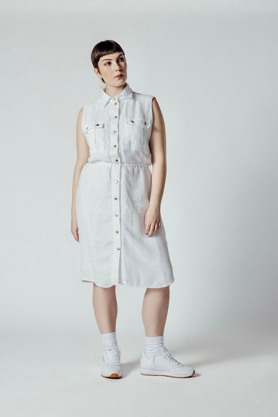 Image Title Linen Cargo Sleeveless Dress
